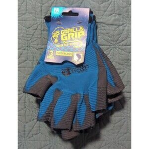 Gorilla Grip Fingerless Never Slip Gloves 3 Pair One Size Fits All Fishing Blue